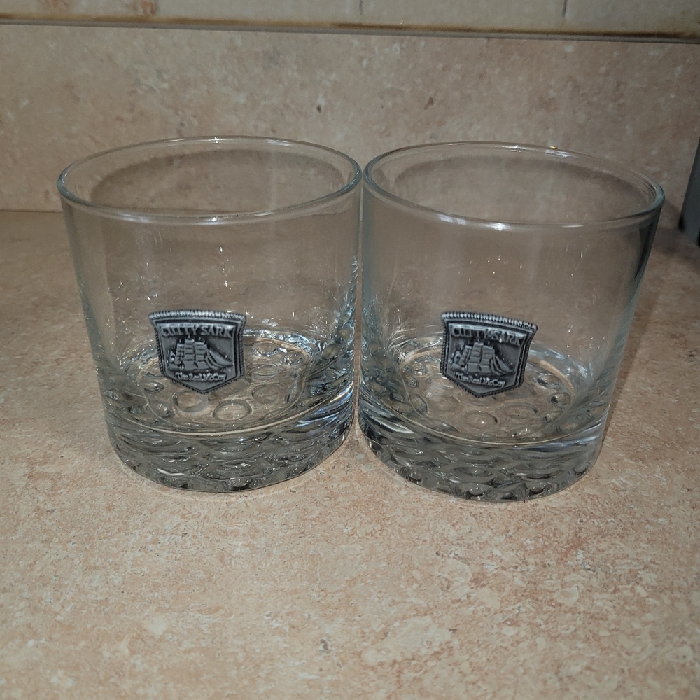 **PRICE REDUCED** 80s CUTTY SARK "On the Rocks" Glasses - Vintage Bar Glassware